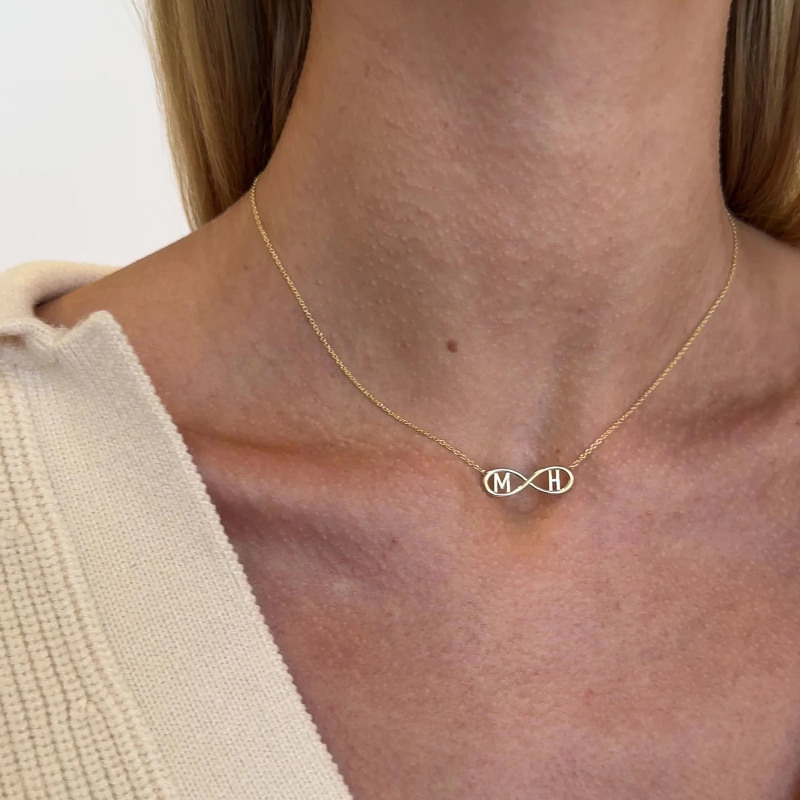 Collar con colgante de símbolo del infinito y oro de 14 quilates personalizado-3