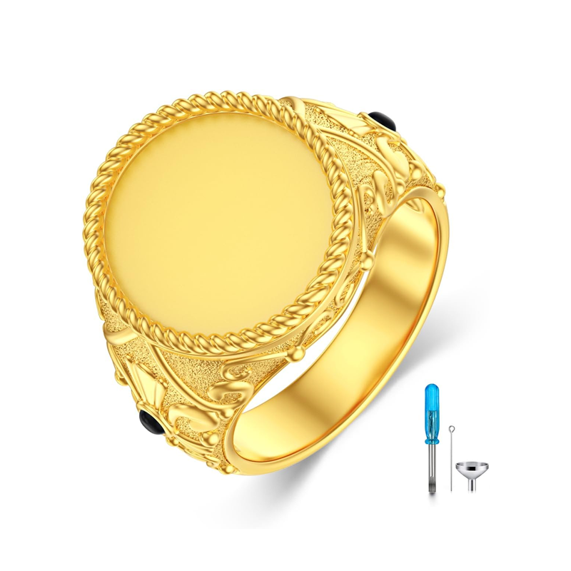 Anillo grabado personalizado de oro de 14 quilates para hombre-1