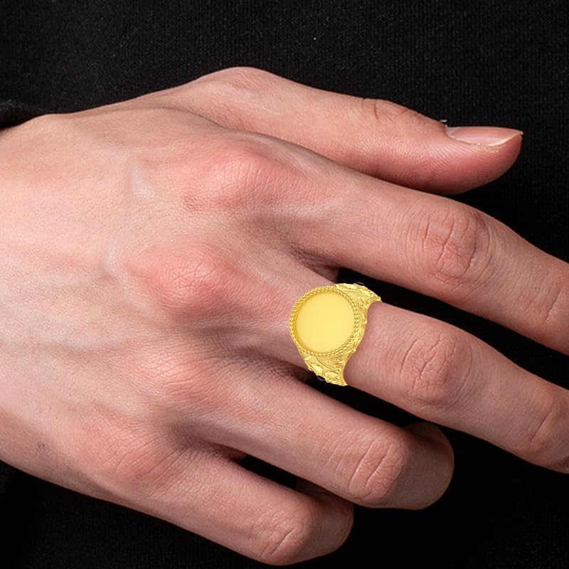 Anillo de oro rosa de 14 quilates con grabado personalizado para hombre-2