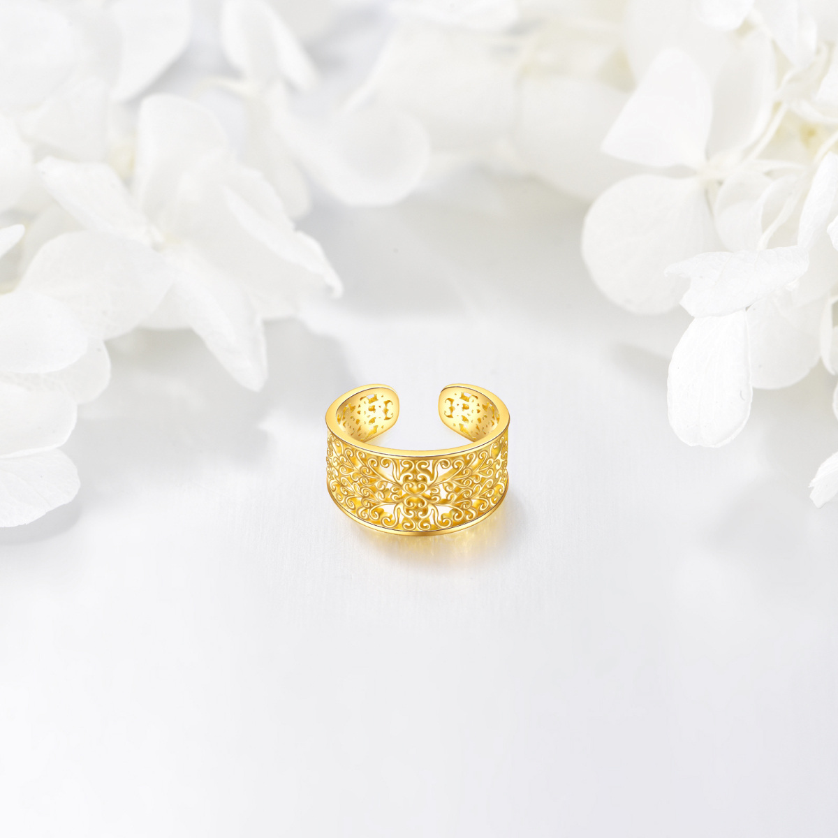 10K Gold Daffodil Cuff Earrings-3