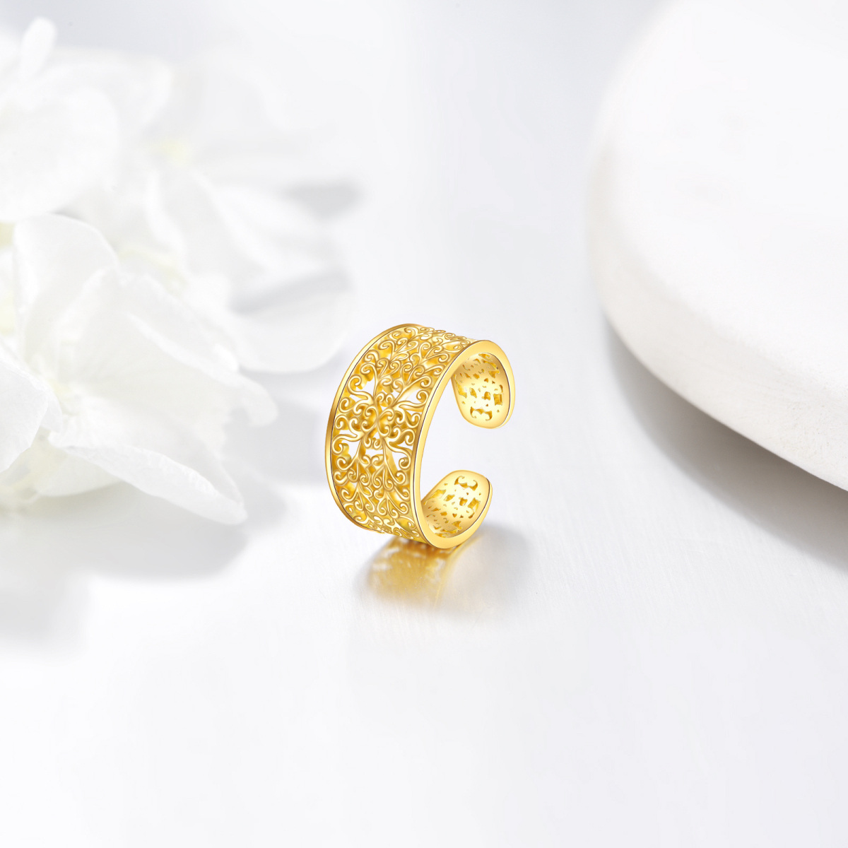 10K Gold Daffodil Cuff Earrings-4