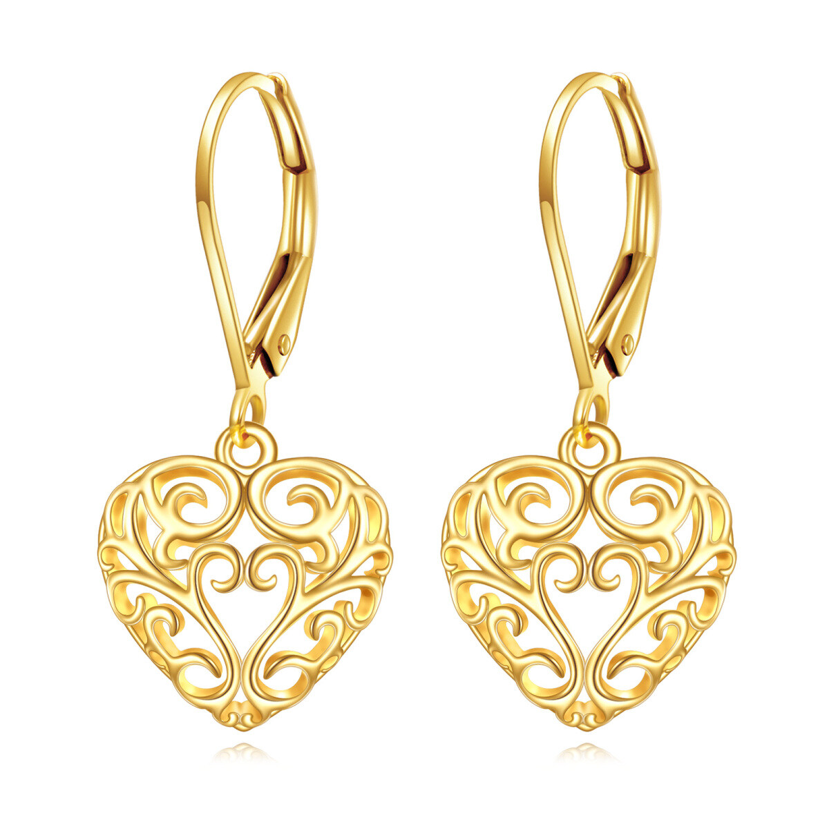 10K Gold Daffodil Drop Earrings-1