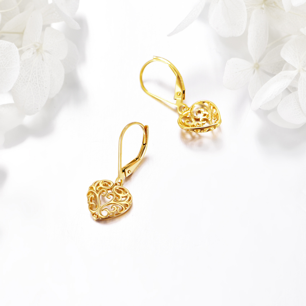 10K Gold Daffodil Drop Earrings-3