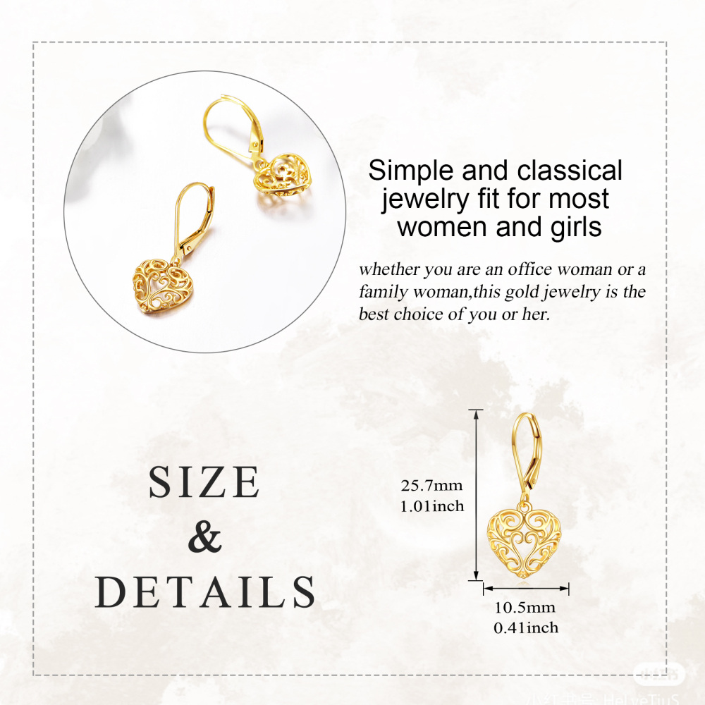 10K Gold Daffodil Drop Earrings-5