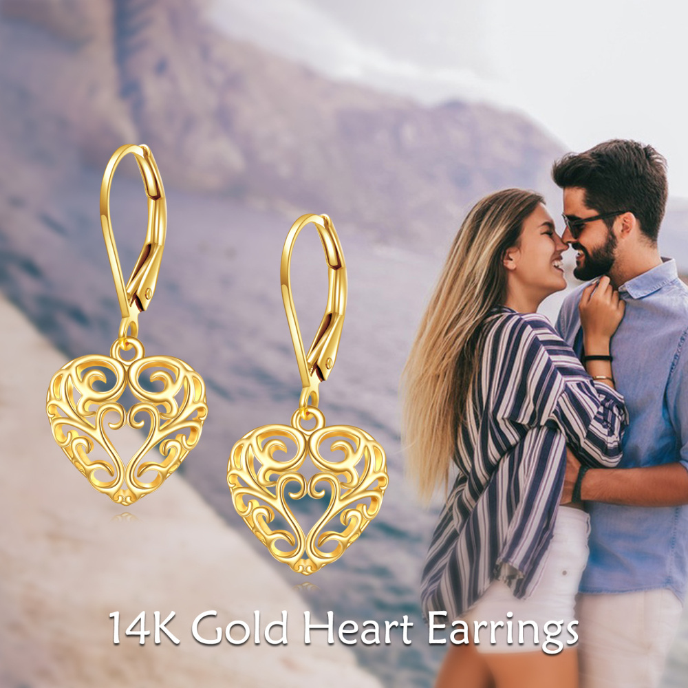 10K Gold Daffodil Drop Earrings-6