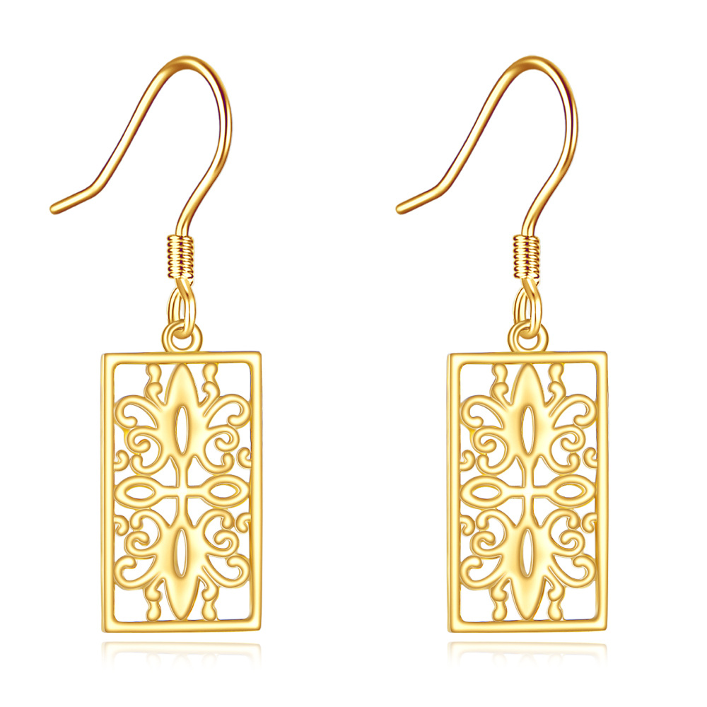 10K Gold Daffodil Drop Earrings-1