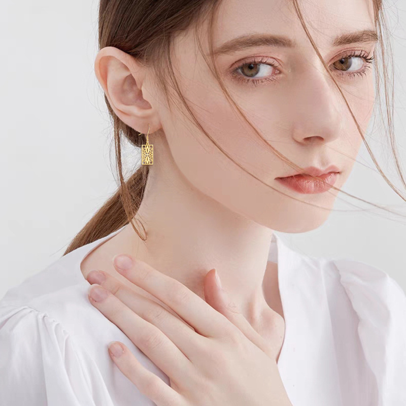 14K Gold Daffodil Drop Earrings-2