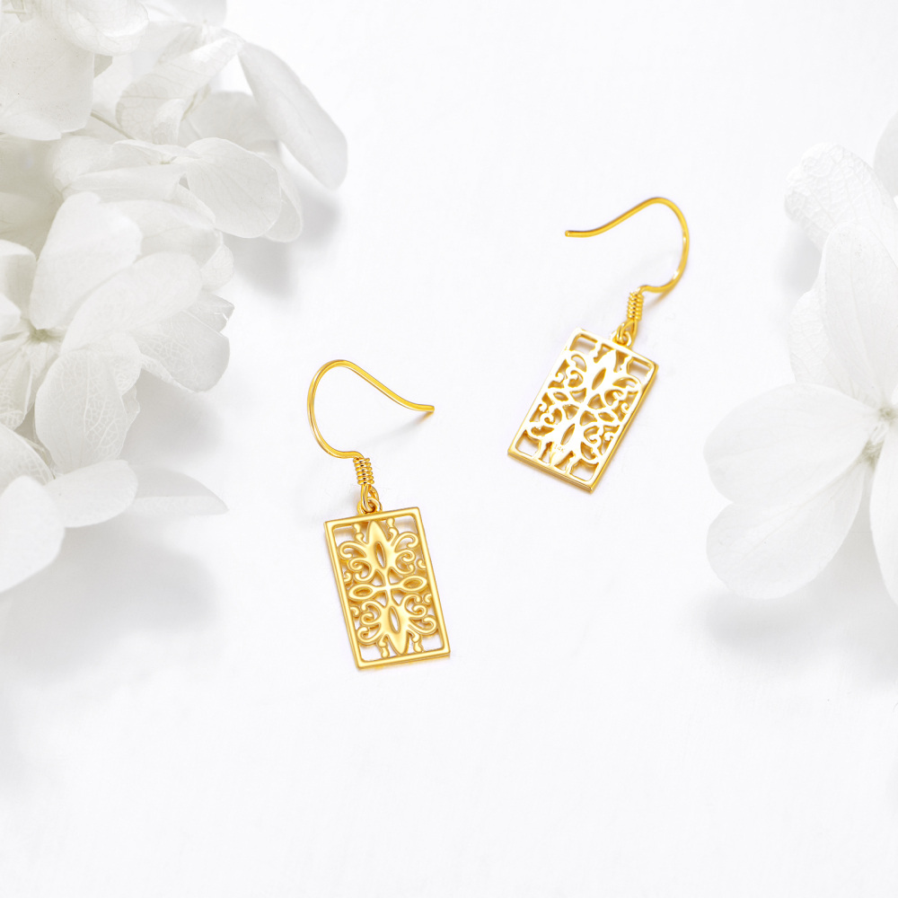 10K Gold Daffodil Drop Earrings-3