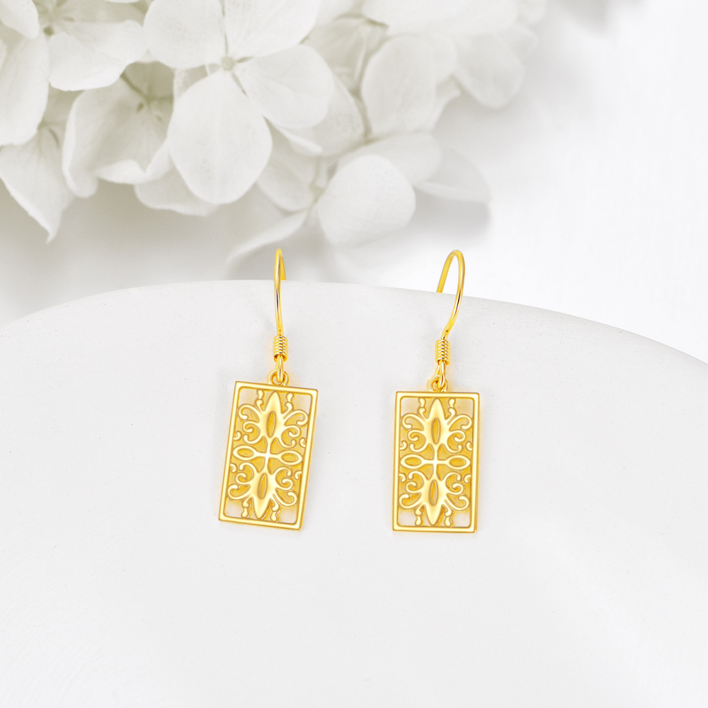 10K Gold Daffodil Drop Earrings-4