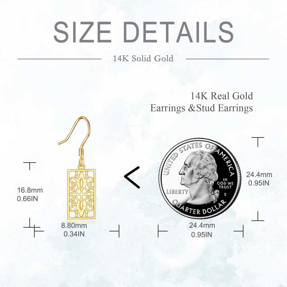 10K Gold Daffodil Drop Earrings-5