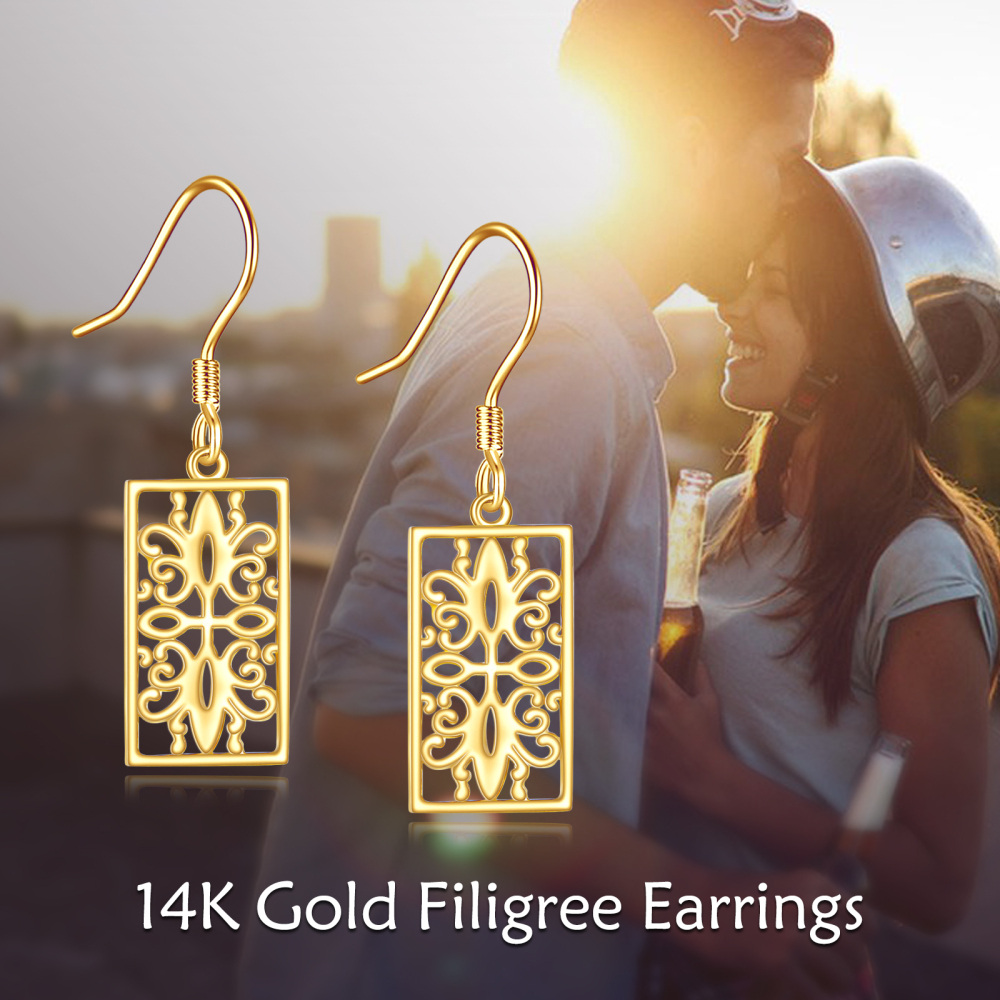 10K Gold Daffodil Drop Earrings-6