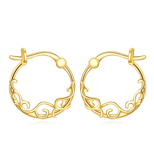 14K Gold Daffodil Hoop Earrings