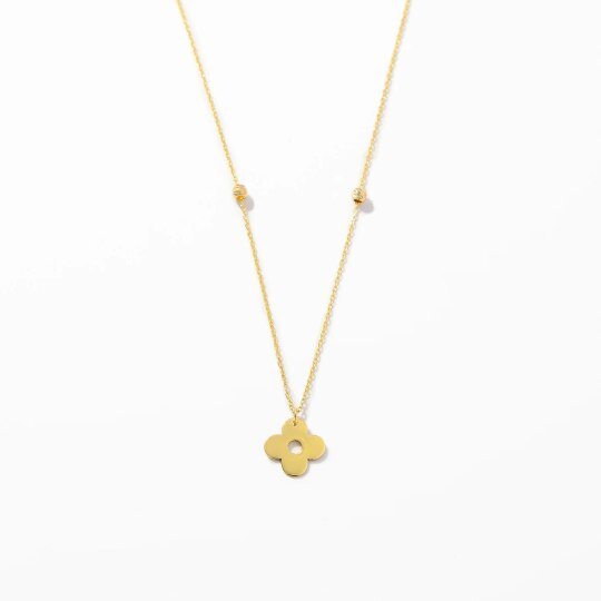 Collar con colgante de trébol delicado de oro de 14 quilates