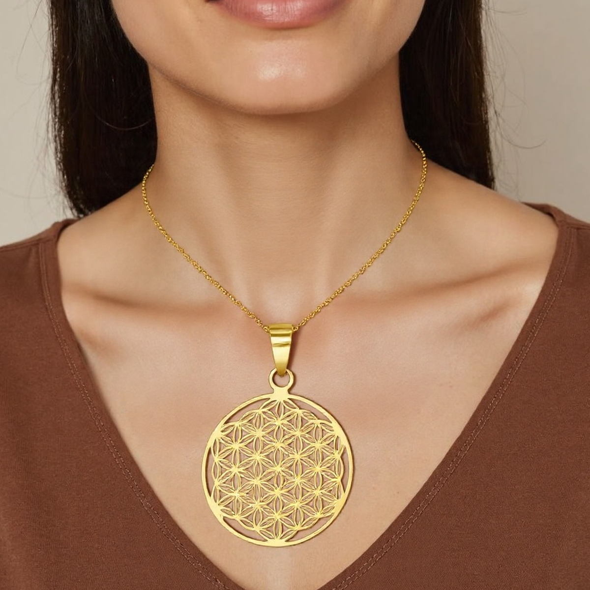 14K Gold Dainty Flower of Life Pendant-2