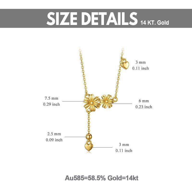 Collier à pendentif marguerite et cœur en or 14K-6