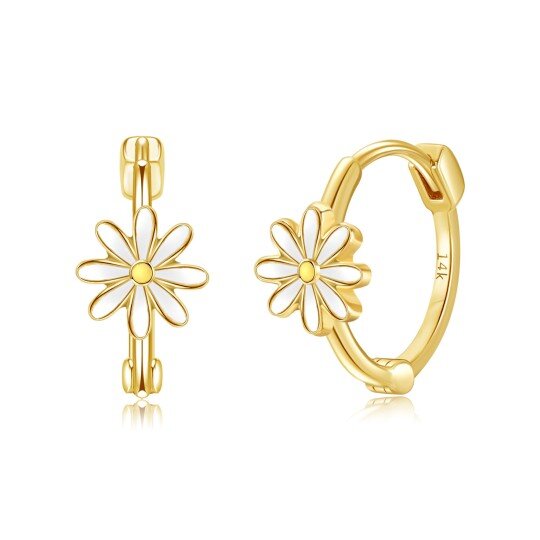 10K Gold Daisy Hoop Earrings