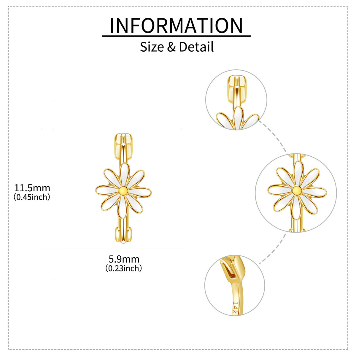 14K Gold Daisy Hoop Earrings-5