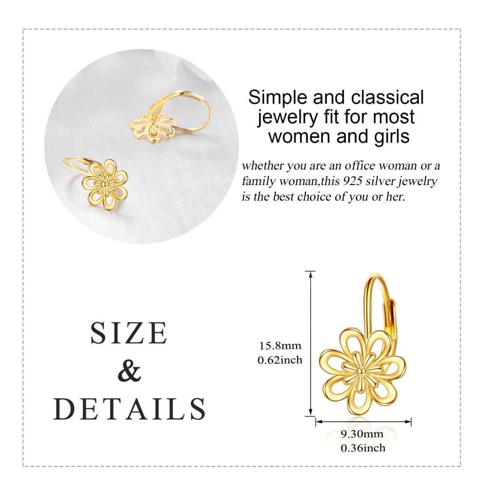 10K Gold Daisy Hoop Earrings-6