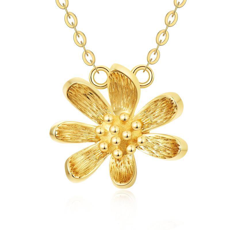 10K Gold Daisy Pendant Necklace-12