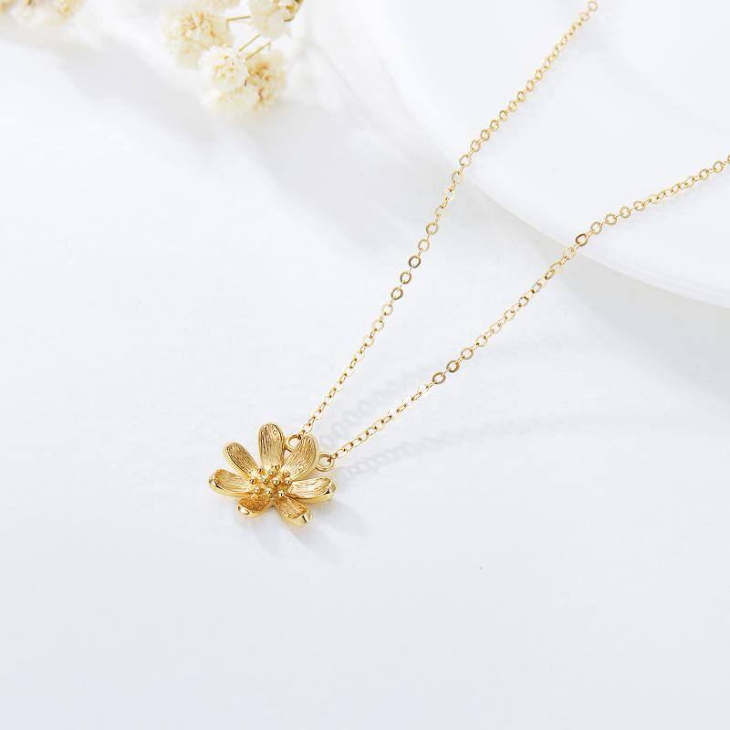 10K Gold Daisy Pendant Necklace-3