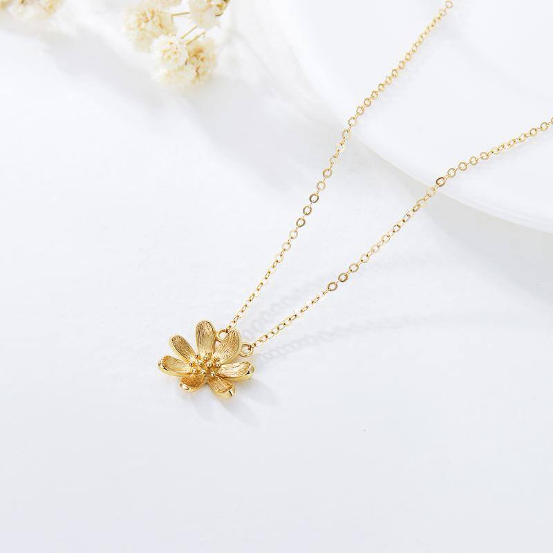 14K Gold Daisy Pendant Necklace-3