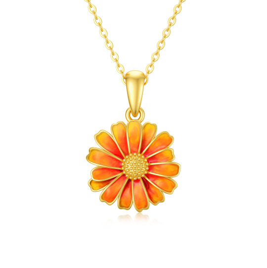 Colar de flor margarida em ouro 14K, joia floral, presente para mulheres e meninas