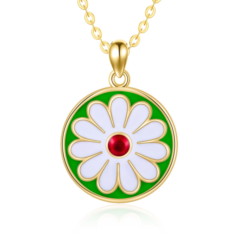 10K Gold Daisy Pendant Necklace-14