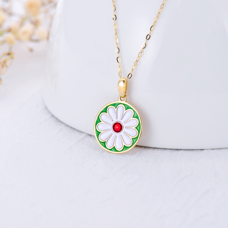 10K Gold Daisy Pendant Necklace-3