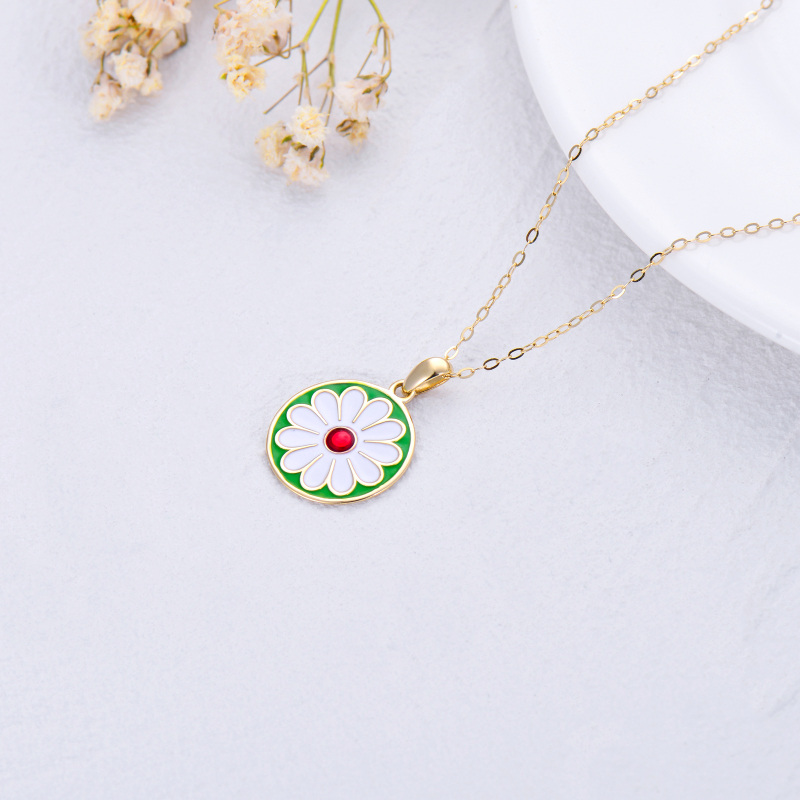 10K Gold Daisy Pendant Necklace-4