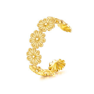 14K Gold Daisy Single Cuff Earrings-7