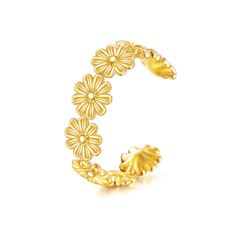 10K Gold Daisy Single Cuff Earrings-1