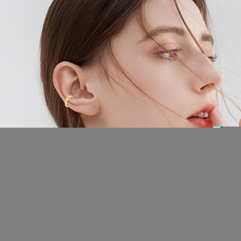 Boucles d'oreilles manchette simples marguerite en or 14 carats-2