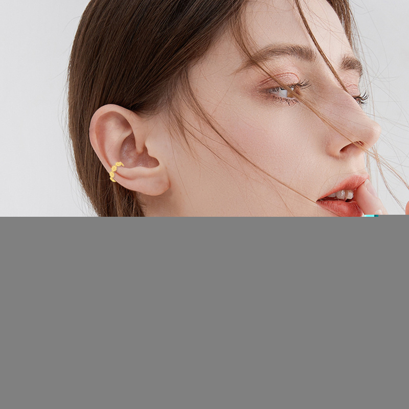 10K Gold Daisy Single Cuff Earrings-2