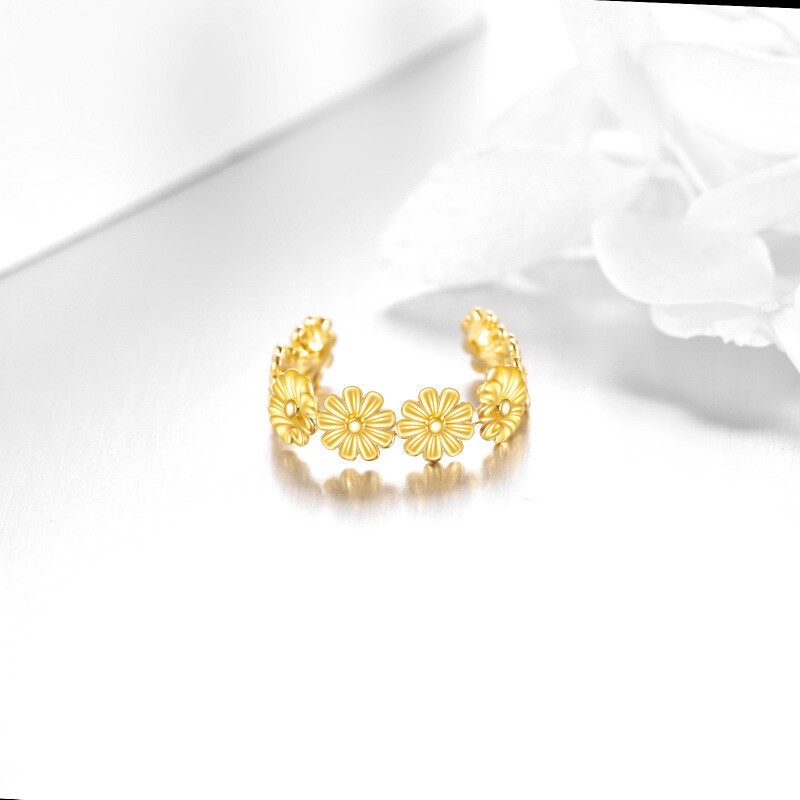 10K Gold Daisy Single Cuff Earrings-4