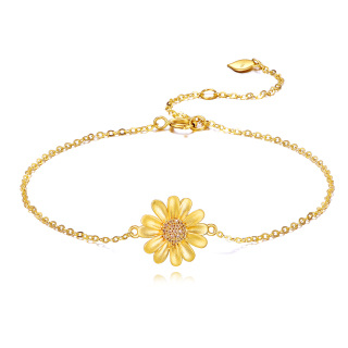 10K Gold Daisy Single Layer Anklet-3