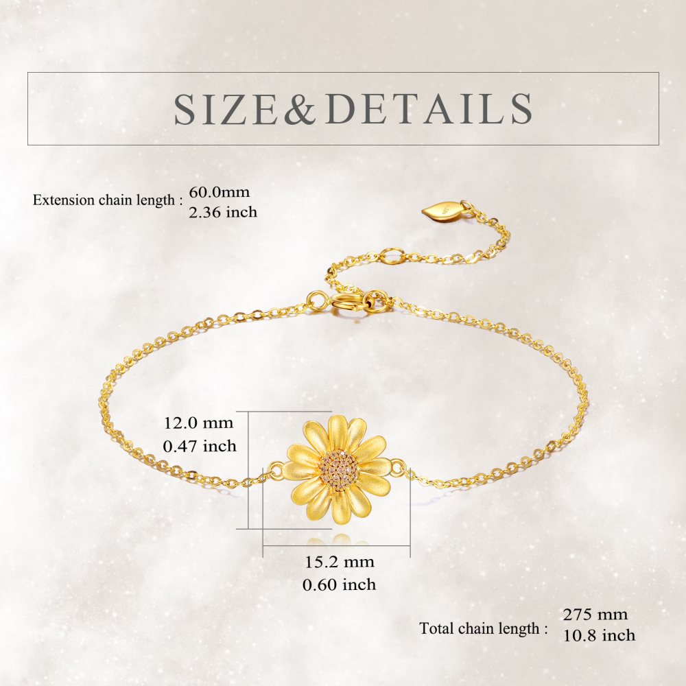 10K Gold Daisy Single Layer Anklet-5