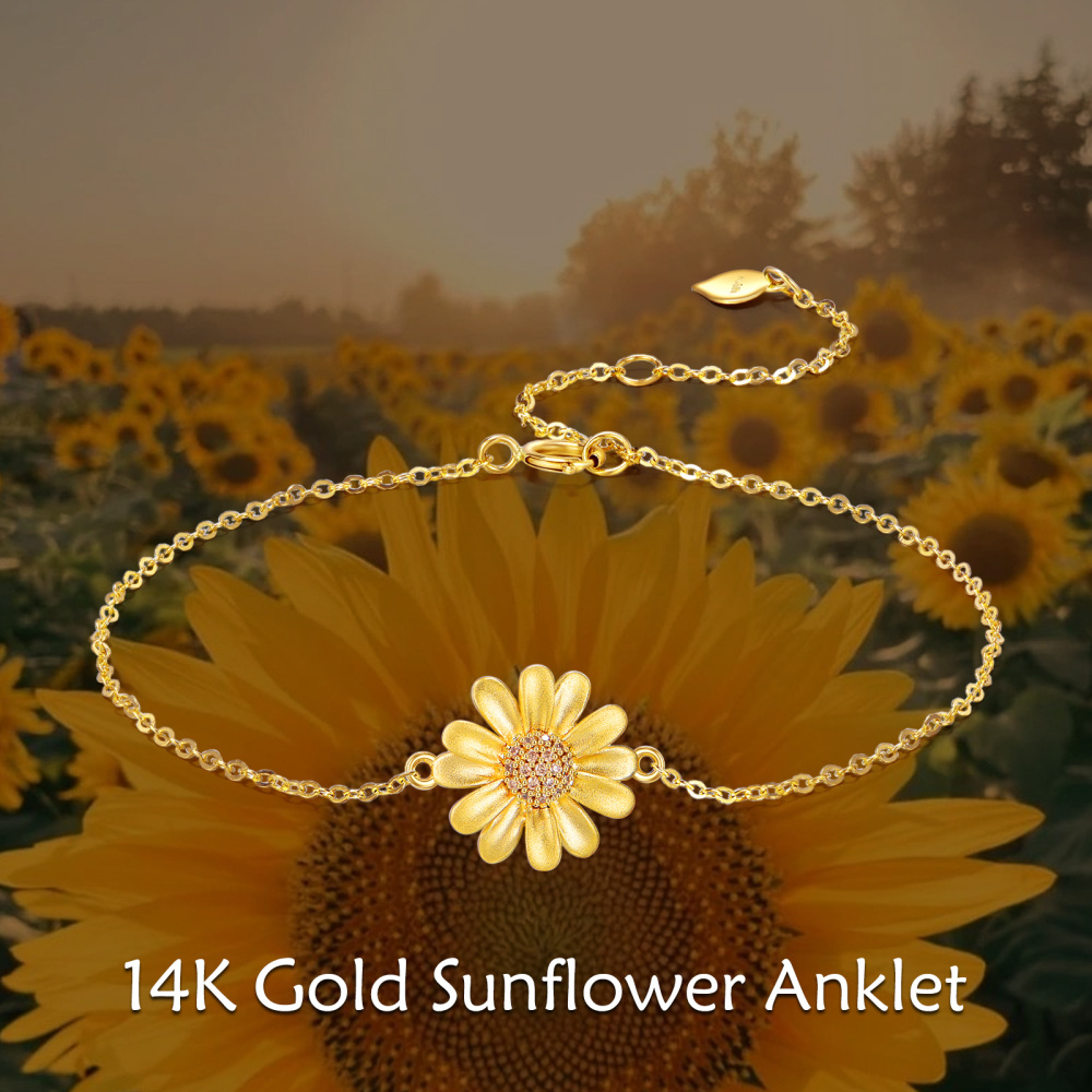10K Gold Daisy Single Layer Anklet-6