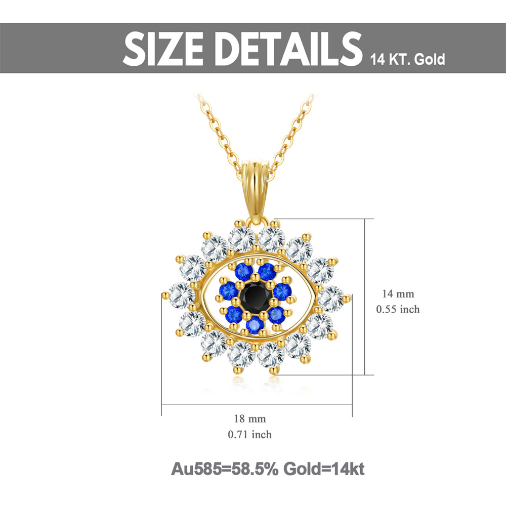 10K Gold Cubic Zirconia Devil's Eye Pendant Necklace-5