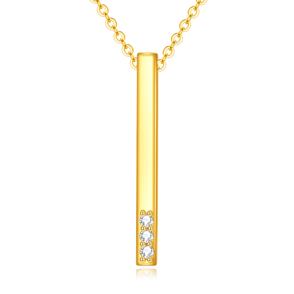 14 Karat Gold Diamant Bar Halskette-1