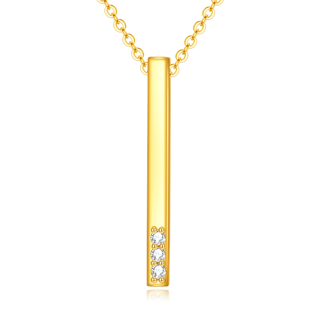 Collar con barra de diamantes en oro de 14 quilates-1