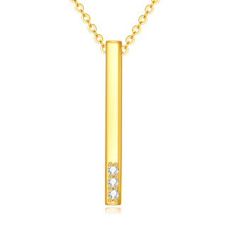 14K Gold Diamond Bar Necklace-11