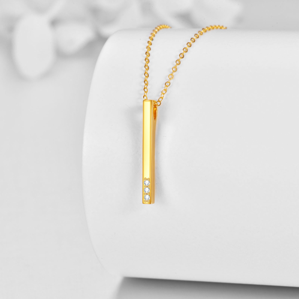14 Karat Gold Diamant Bar Halskette-3