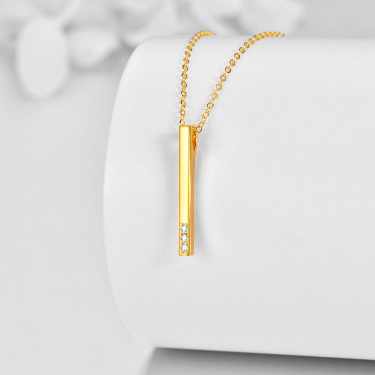 Collar con barra de diamantes en oro de 14 quilates-3
