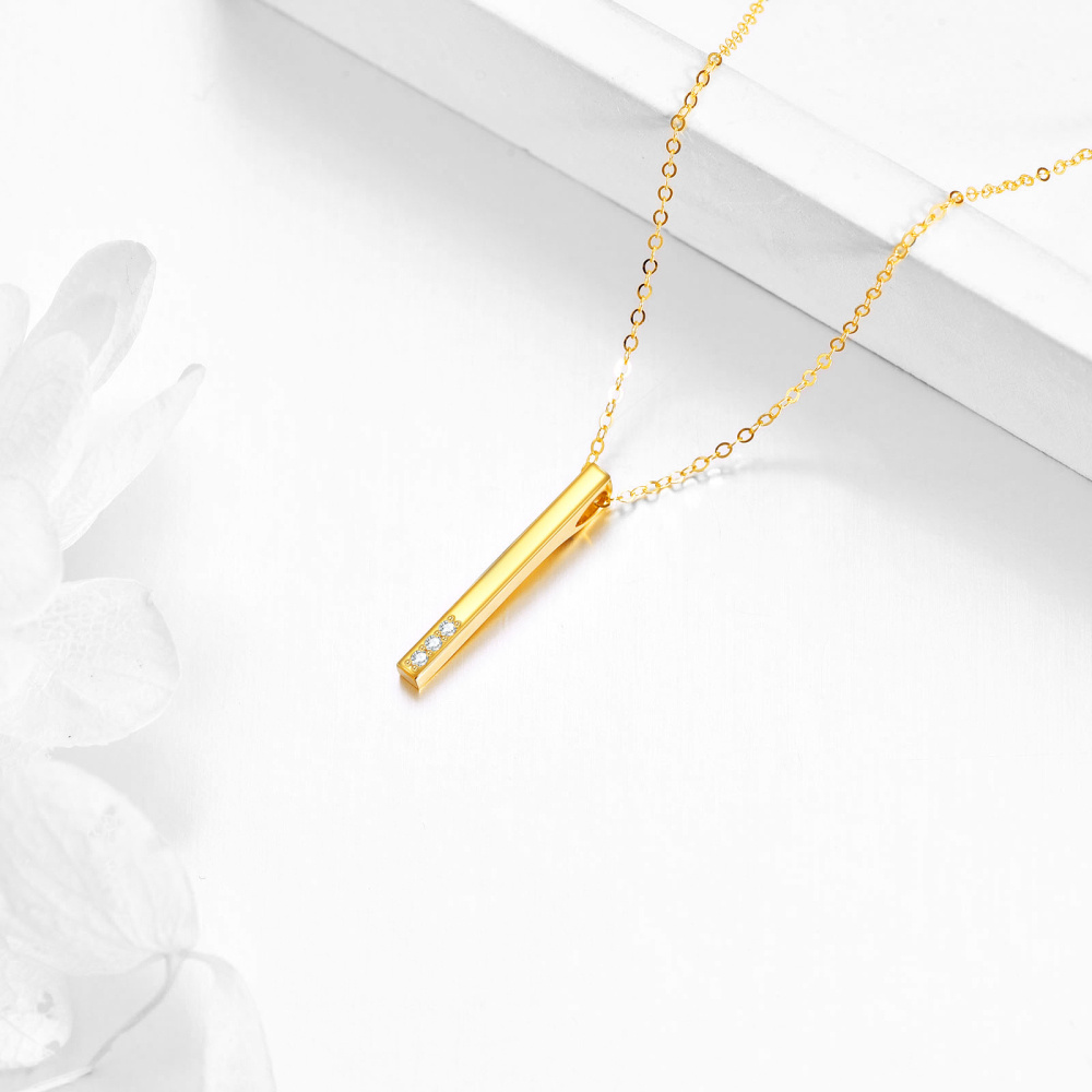 14 Karat Gold Diamant Bar Halskette-4