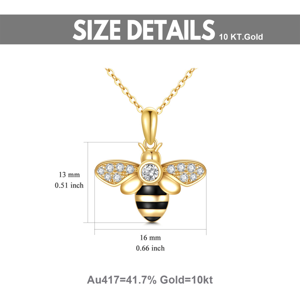 10K Gold Diamond Bee Pendant Necklace-5