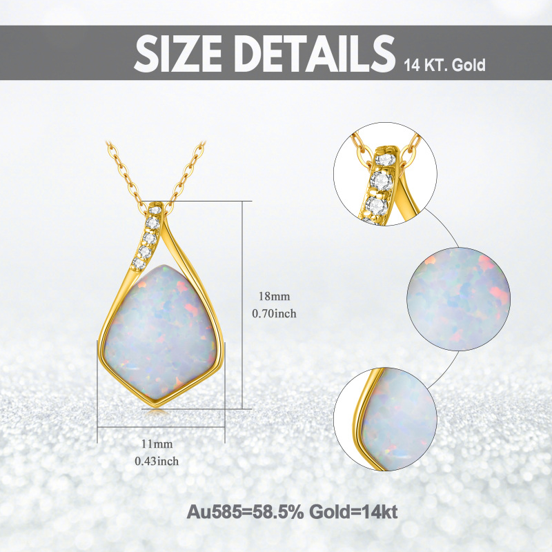 10K Gold Diamond & Blue Opal Drop Pendant Necklace-5