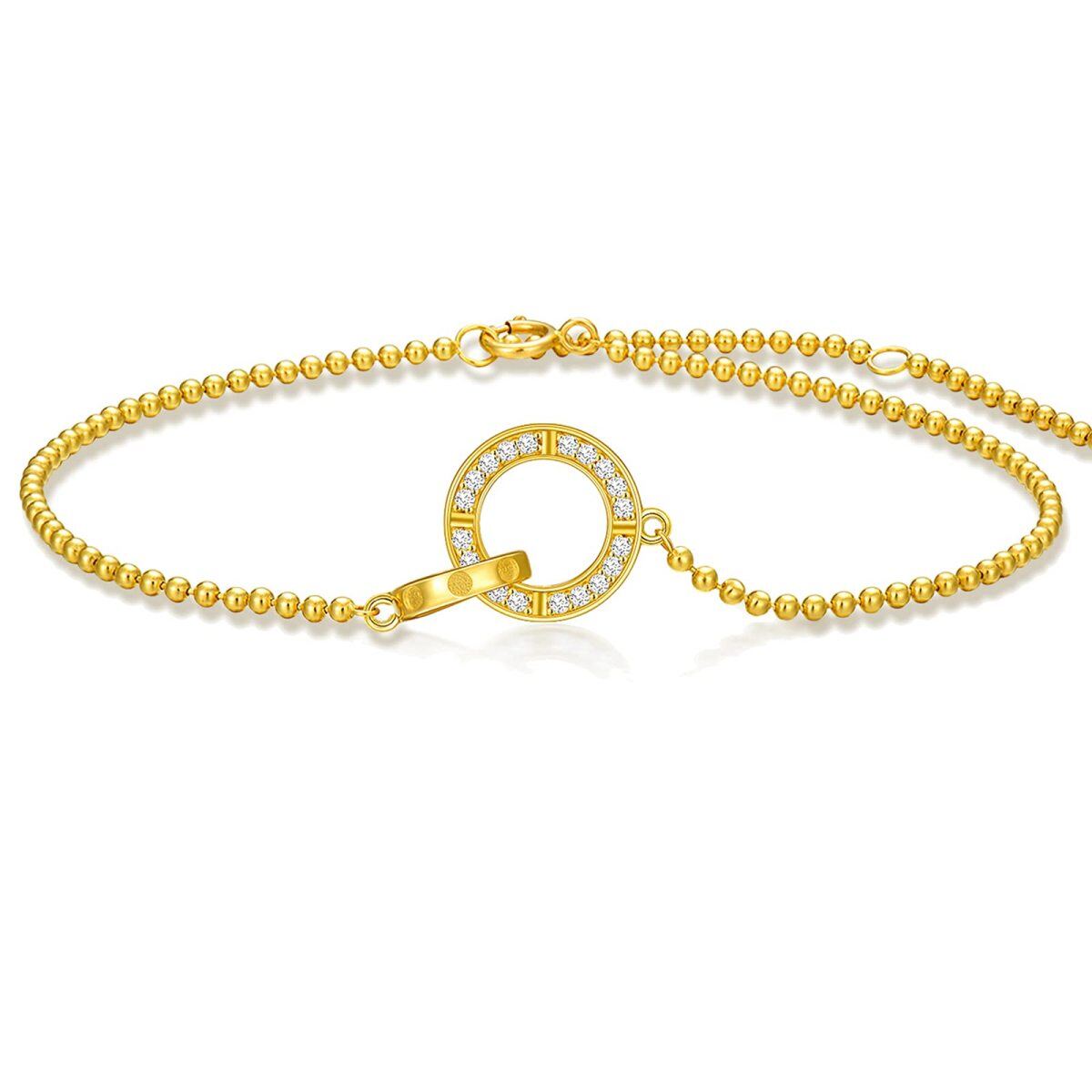 Pulseira com pingente de círculo de diamante em ouro 14K-1