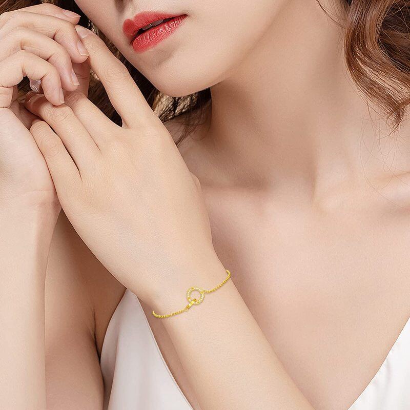 Pulseira com pendente circular de diamante em ouro branco 10K-2