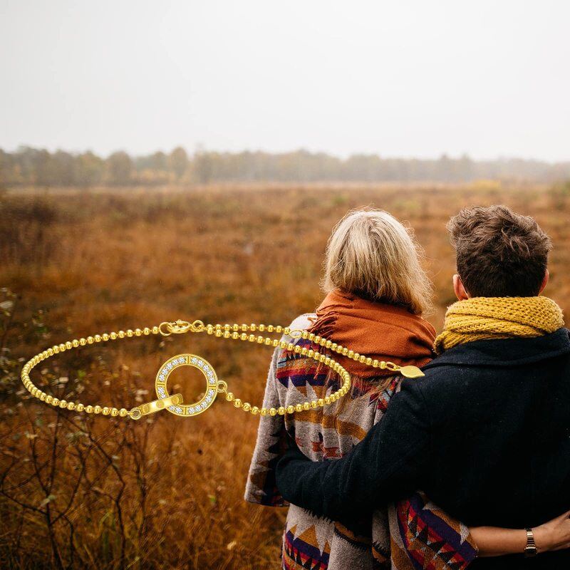 Pulseira com pendente circular de diamante em ouro branco 10K-3