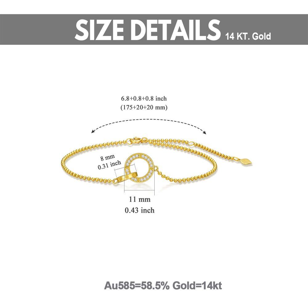 10K Gold Diamond Circle Charm Bracelet-6